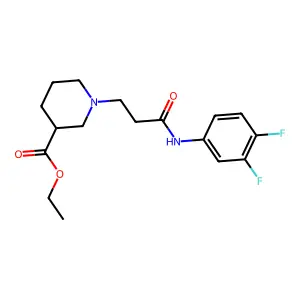 Ethyl 1-[3-(3,4-difluoroanilino)-3-oxopropyl]-3-piperidinecarboxylate structure