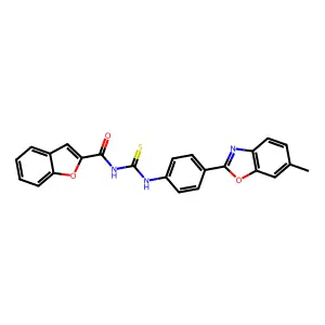 N-{[4-(6-methyl-1,3-benzoxazol-2-yl)phenyl]carbamothioyl}-1-benzofuran-2-carboxamide structure