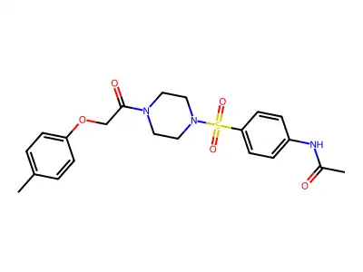 N-[4-[4-[2-(4-methylphenoxy)acetyl]piperazin-1-yl]sulfonylphenyl]acetamide structure