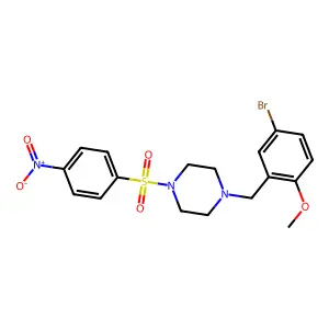 1-[(5-Bromo-2-methoxyphenyl)methyl]-4-(4-nitrophenyl)sulfonylpiperazine structure