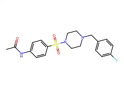 N-[4-[4-[(4-fluorophenyl)methyl]piperazin-1-yl]sulfonylphenyl]acetamide structure