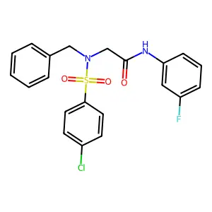 2-[benzyl-(4-chlorophenyl)sulfonylamino]-N-(3-fluorophenyl)acetamide structure