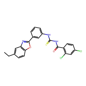 2,4-dichloro-N-[[3-(5-ethyl-1,3-benzoxazol-2-yl)phenyl]carbamothioyl]benzamide structure
