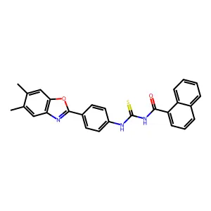 N-[[4-(5,6-dimethyl-1,3-benzoxazol-2-yl)phenyl]carbamothioyl]naphthalene-1-carboxamide structure