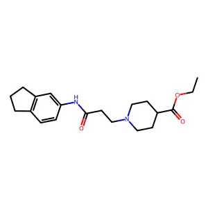 ethyl 1-[3-(2,3-dihydro-1H-inden-5-ylamino)-3-oxopropyl]piperidine-4-carboxylate structure