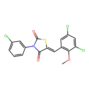 3-(3-chlorophenyl)-5-(3,5-dichloro-2-methoxybenzylidene)-1,3-thiazolidine-2,4-dione structure