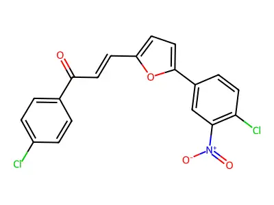 (E)-3-[5-(4-chloro-3-nitrophenyl)furan-2-yl]-1-(4-chlorophenyl)prop-2-en-1-one structure