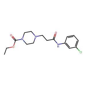 ethyl 4-{2-[N-(3-chlorophenyl)carbamoyl]ethyl}piperazinecarboxylate structure