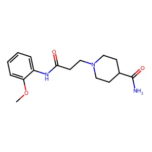 1-[3-(2-Methoxyanilino)-3-oxopropyl]piperidine-4-carboxamide structure