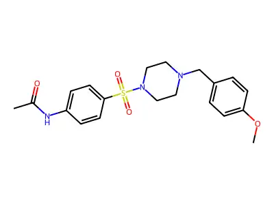 N-[4-[4-[(4-methoxyphenyl)methyl]piperazin-1-yl]sulfonylphenyl]acetamide structure