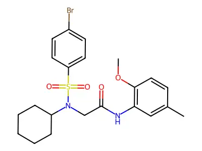 2-[(4-bromophenyl)sulfonyl-cyclohexylamino]-N-(2-methoxy-5-methylphenyl)acetamide structure