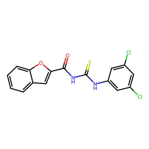 N-[(3,5-dichlorophenyl)carbamothioyl]-1-benzofuran-2-carboxamide structure