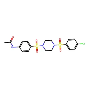 N-[4-[4-(4-chlorophenyl)sulfonylpiperazin-1-yl]sulfonylphenyl]acetamide structure
