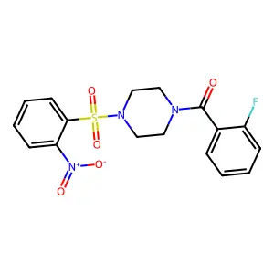 (2-Fluorophenyl)-[4-(2-nitrophenyl)sulfonylpiperazin-1-yl]methanone structure