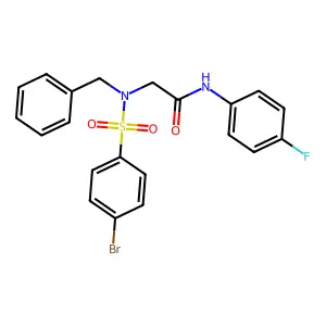 2-[benzyl-(4-bromophenyl)sulfonylamino]-N-(4-fluorophenyl)acetamide structure