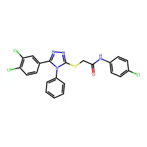 N-(4-chlorophenyl)-2-[[5-(3,4-dichlorophenyl)-4-phenyl-1,2,4-triazol-3-yl]sulfanyl]acetamide structure