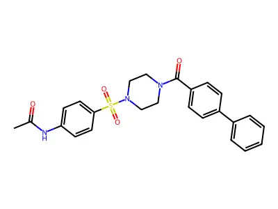 N-[4-[4-(4-phenylbenzoyl)piperazin-1-yl]sulfonylphenyl]acetamide structure