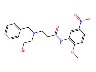 3-[benzyl(2-hydroxyethyl)amino]-N-(2-methoxy-5-nitrophenyl)propanamide structure