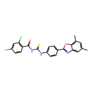 2,4-dichloro-N-[[4-(5,7-dimethyl-1,3-benzoxazol-2-yl)phenyl]carbamothioyl]benzamide structure
