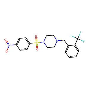 1-(4-Nitrophenyl)sulfonyl-4-[[2-(trifluoromethyl)phenyl]methyl]piperazine structure
