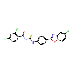 2,4-dichloro-N-[[4-(5-chloro-1,3-benzoxazol-2-yl)phenyl]carbamothioyl]benzamide structure