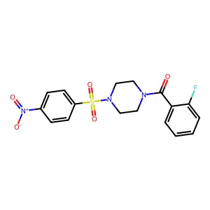 (2-Fluorophenyl)-[4-(4-nitrophenyl)sulfonylpiperazin-1-yl]methanone structure