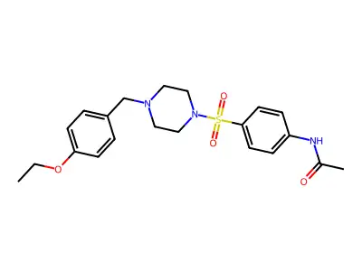 N-[4-[4-[(4-ethoxyphenyl)methyl]piperazin-1-yl]sulfonylphenyl]acetamide structure