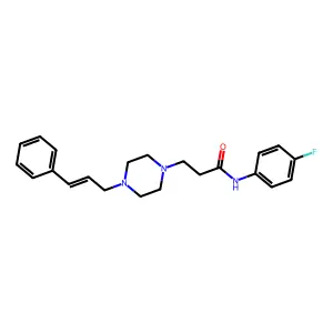 N-(4-fluorophenyl)-3-[4-[(E)-3-phenylprop-2-enyl]piperazin-1-yl]propanamide structure