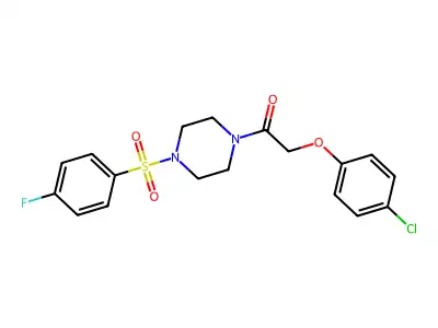 2-(4-Chlorophenoxy)-1-[4-(4-fluorophenyl)sulfonylpiperazin-1-yl]ethanone structure