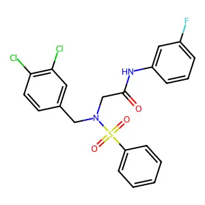 2-[benzenesulfonyl-[(3,4-dichlorophenyl)methyl]amino]-N-(3-fluorophenyl)acetamide structure