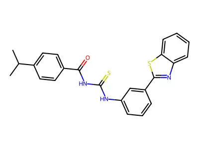 N-[[3-(1,3-benzothiazol-2-yl)phenyl]carbamothioyl]-4-propan-2-ylbenzamide structure