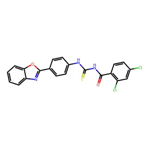 N-[[4-(1,3-benzoxazol-2-yl)phenyl]carbamothioyl]-2,4-dichlorobenzamide structure