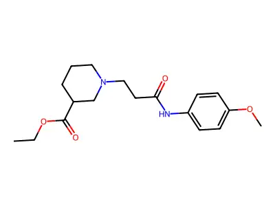 Ethyl 1-[3-(4-methoxyanilino)-3-oxopropyl]-3-piperidinecarboxylate structure