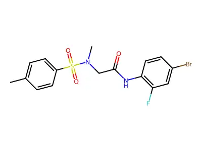 N-(4-bromo-2-fluorophenyl)-2-[methyl-(4-methylphenyl)sulfonylamino]acetamide structure