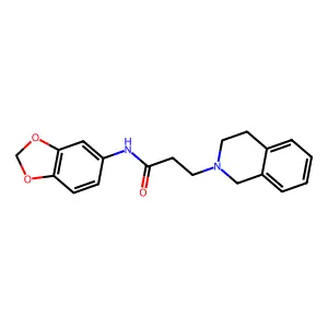 N-(1,3-benzodioxol-5-yl)-3-(3,4-dihydro-1H-isoquinolin-2-yl)propanamide structure