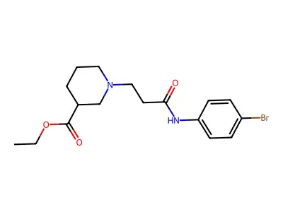 Ethyl 1-[3-(4-bromoanilino)-3-oxopropyl]-3-piperidinecarboxylate structure
