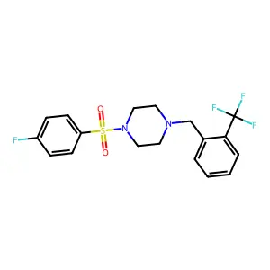 1-(4-Fluorophenyl)sulfonyl-4-[[2-(trifluoromethyl)phenyl]methyl]piperazine structure