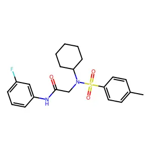2-[cyclohexyl-(4-methylphenyl)sulfonylamino]-N-(3-fluorophenyl)acetamide structure
