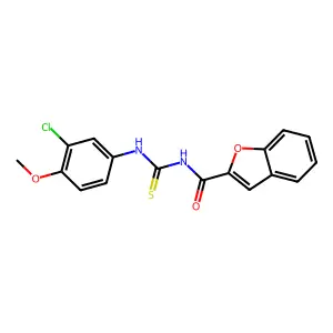 N-[(3-chloro-4-methoxyphenyl)carbamothioyl]-1-benzofuran-2-carboxamide structure