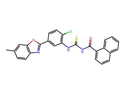 N-[[2-chloro-5-(6-methyl-1,3-benzoxazol-2-yl)phenyl]carbamothioyl]naphthalene-1-carboxamide structure