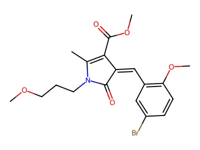 methyl (4Z)-4-(5-bromo-2-methoxybenzylidene)-1-(3-methoxypropyl)-2-methyl-5-oxo-4,5-dihydro-1H-pyrrole-3-carboxylate structure