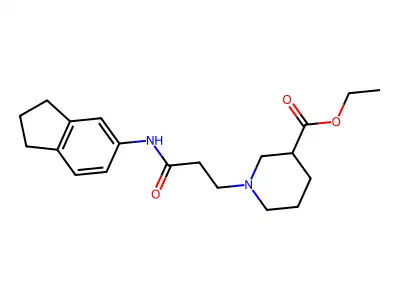 ethyl 1-[3-(2,3-dihydro-1H-inden-5-ylamino)-3-oxopropyl]piperidine-3-carboxylate structure