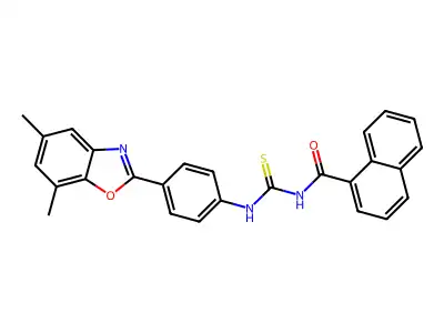 N-[[4-(5,7-dimethyl-1,3-benzoxazol-2-yl)phenyl]carbamothioyl]naphthalene-1-carboxamide structure
