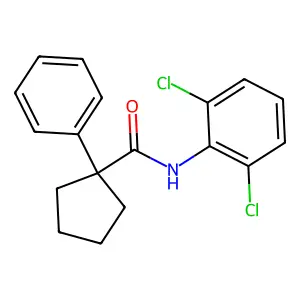 N-(2,6-dichlorophenyl)-1-phenylcyclopentanecarboxamide structure