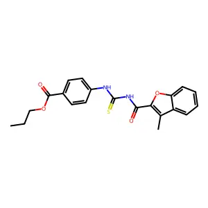 Propyl 4-({[(3-methyl-1-benzofuran-2-yl)carbonyl]carbamothioyl}amino)benzoate structure