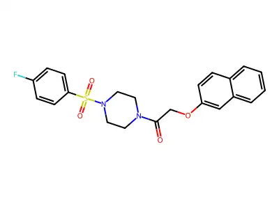 1-[4-(4-Fluorophenyl)sulfonylpiperazin-1-yl]-2-naphthalen-2-yloxyethanone structure
