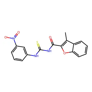 3-methyl-N-[(3-nitrophenyl)carbamothioyl]-1-benzofuran-2-carboxamide structure