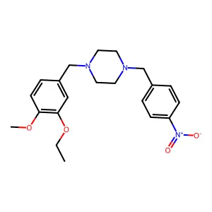 1-[(3-Ethoxy-4-methoxyphenyl)methyl]-4-[(4-nitrophenyl)methyl]piperazine structure