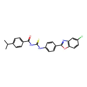 N-[[4-(5-chloro-1,3-benzoxazol-2-yl)phenyl]carbamothioyl]-4-propan-2-ylbenzamide structure