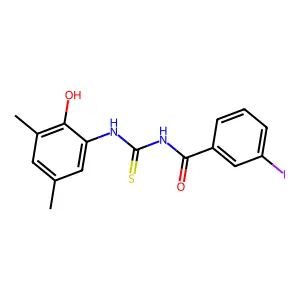 N-[(2-hydroxy-3,5-dimethylphenyl)carbamothioyl]-3-iodobenzamide structure
